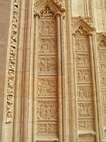 Lyon, Cathedrale Saint Jean, Portail, Porche central, Ebrasement, Plaques decorees (08)